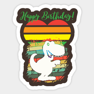 Happy Birthday! (white dinosaur COLOR heart) Sticker